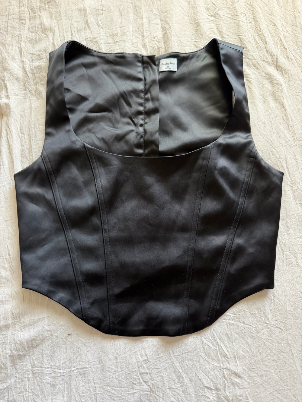 Aritzia /Sunday Best Black Satin Corset Crop Top